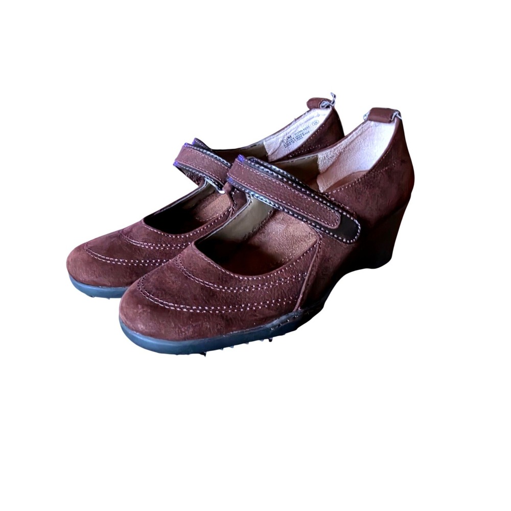 Aerosoles Tornado Brown Suede Leather Mary Jane Wedge Shoes Womens 5.5M